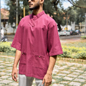 CE Dropped Shoulder Mandarin Collar Shirt